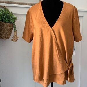 Old Navy Women's V-Neck Wrap Blouse in Warm Orange